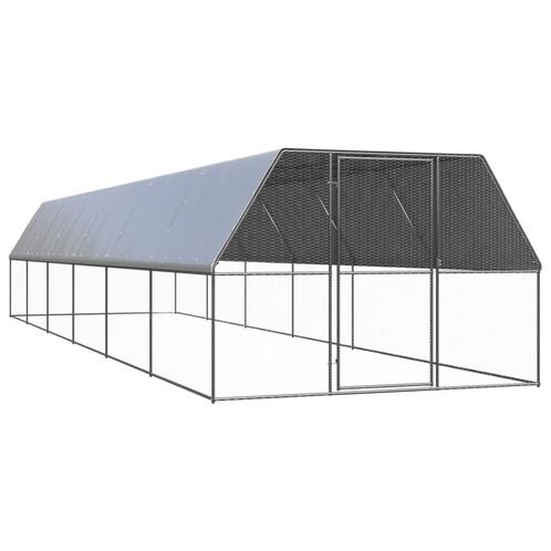 vidaXL Buitenhok voor kippen 3x12x2 m gegalvaniseerd staal, Dieren en Toebehoren, Knaagdieren en Konijnen | Hokken en Kooien, Nieuw