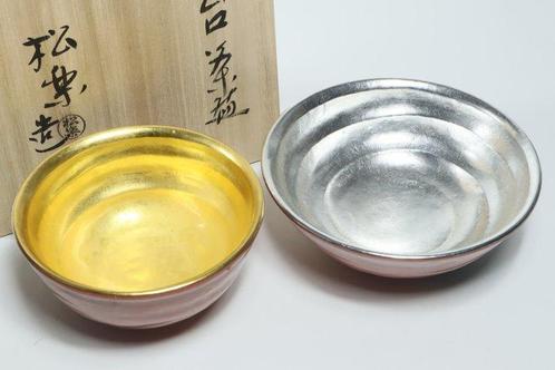 Shima-Dai Chawan  Tea Bowls Pair by Sasaki Shoraku, Antiek en Kunst, Antiek | Overige Antiek