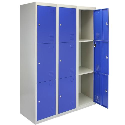 3 x Lockerkast Metaal - Blauw - driedeurs - Flatpack, Huis en Inrichting, Kasten | Lockerkasten, Verzenden