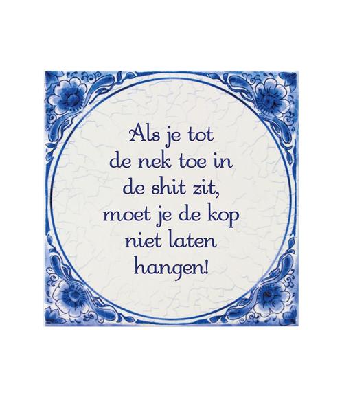Delfts Blauw Tegel Tot De Nek 14,5cm, Huis en Inrichting, Woonaccessoires | Schilderijen, Tekeningen en Foto's, Nieuw, Verzenden