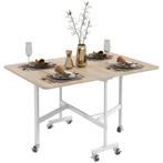 Eettafel - Opklapbaar - Wieltjes - Wit, Huis en Inrichting, Tafels | Eettafels, Ophalen of Verzenden, Nieuw, Modern