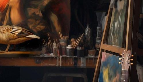 Volker Rossenbach - Das Genie und die Katze, Antiek en Kunst, Kunst | Schilderijen | Modern