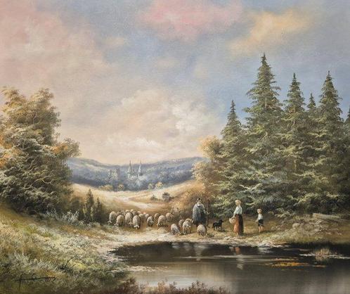 Rolf Hölter (1941) - Landschaft mit Schäfer und Blick ins, Antiek en Kunst, Kunst | Schilderijen | Klassiek