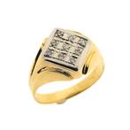 18 Krt. Bicolor gouden zegelring met diamant | 0,09 ct., Goud, Met edelsteen, Gebruikt, Heer