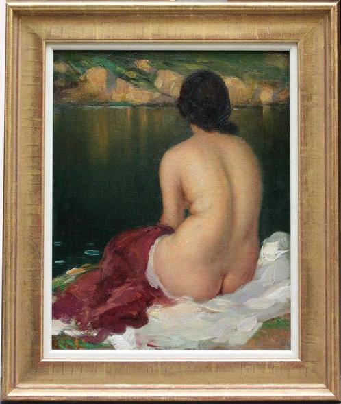 Tito Corbella (1885-1966) - Beautiful bather, Antiek en Kunst, Kunst | Schilderijen | Klassiek