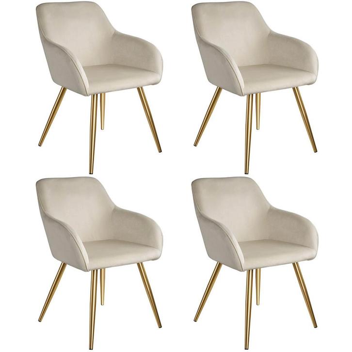 tectake Eetkamerstoel Marilyn fluweellook, gouden poten - cr, Huis en Inrichting, Stoelen, Verzenden