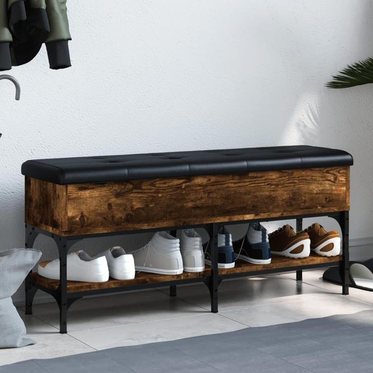 vidaXL Schoenenbank 102x32x45 cm bewerkt hout gerookt, Huis en Inrichting, Overige Huis en Inrichting, Nieuw, Verzenden