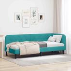 vidaXL Hoek Bed Frame met hoofdeinde Turquoise 80 x 200 cm, Huis en Inrichting, Verzenden, Nieuw