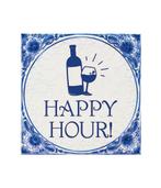 Delftsblauw Tegel Happy Hour 15cm, Maison & Meubles, Accessoires pour la Maison | Peintures, Dessins & Photos, Verzenden
