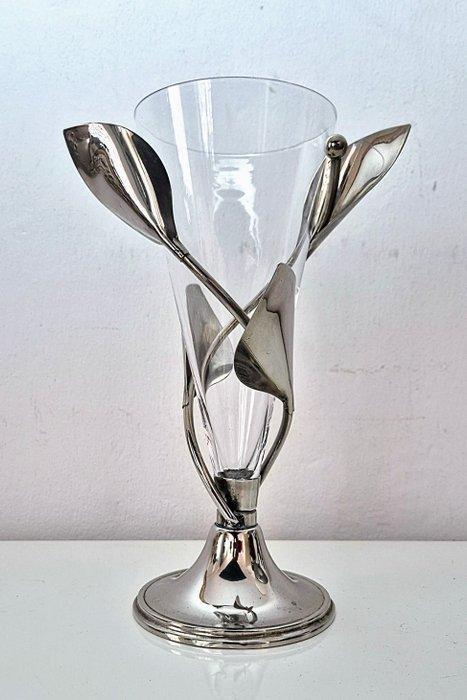 Vase - Vase de luxe Art Déco - 24,5 cm - Plaqué(e) argent,, Antiek en Kunst, Curiosa en Brocante
