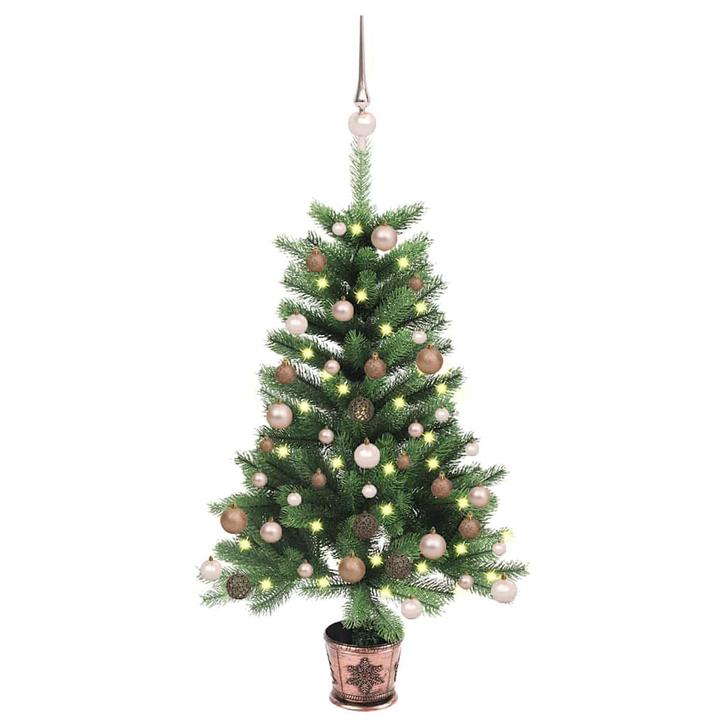 vidaXL Kunstkerstboom met verlichting en kerstballen 65 cm, Diversen, Kerst, Nieuw, Verzenden