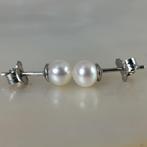 Zonder minimumprijs - Oorbellen Zilver Parel - Akoya RD Ø, Nieuw
