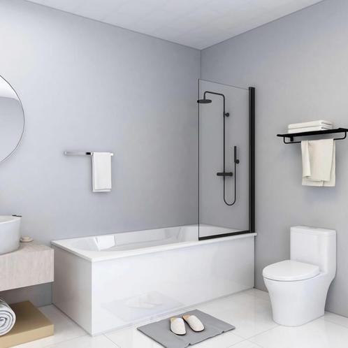 vidaXL Douchewand 68x130 cm ESG zwart, Doe-het-zelf en Bouw, Sanitair, Nieuw, Verzenden
