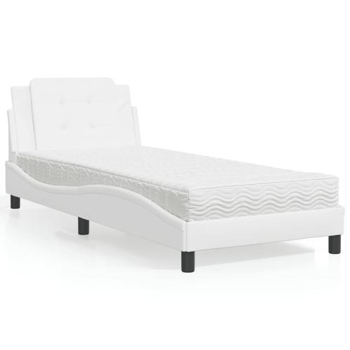 vidaXL Bed met matras kunstleer wit 90x200 cm, Maison & Meubles, Chambre à coucher | Lits, Envoi