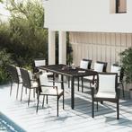 vidaXL 9-delige Loungeset met kussens poly rattan zwart, Tuin en Terras, Verzenden, Nieuw, Loungeset