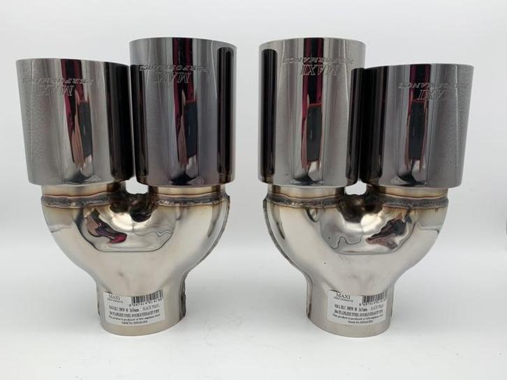 Set Sierstukken black pearl RVS Dubbel Rond – versprongen –, Autos : Pièces & Accessoires, Systèmes d'échappement, Enlèvement ou Envoi