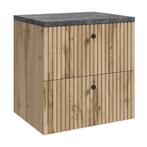 Badplaats Wastafelkast Saros 60 cm - Eiken -  Met Bovenblad, Verzenden, Nieuw