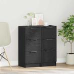vidaXL Sideboards 2 stuks Zwart Eiken 30x30x70 cm Bewerkt, Verzenden, Nieuw