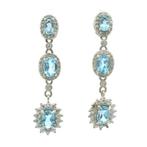 Topaas - Elegante hemelsblauwe topaas hanger oorbellen,