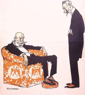 Rokende Wilhelm en Frans Jozef op spotprent (lijst optie) beschikbaar voor biedingen
