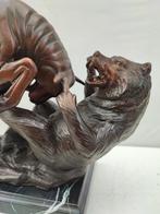 Figure - Bull and bear fighting - 32 cm - Bronze patiné