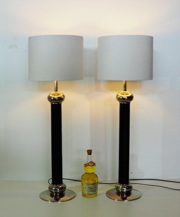 Tafellamp - Chic XXL kolomlamp, Fluwelen schaduw (2) -, Antiek en Kunst, Curiosa en Brocante