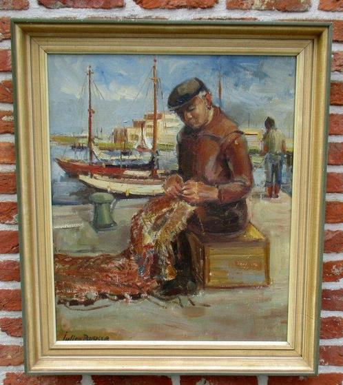 Buysse Julien ( 1923 - ? ) - Visser aan de kade, Antiek en Kunst, Kunst | Schilderijen | Klassiek