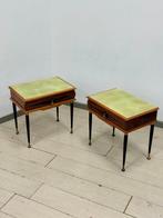 Nachtkastje - Hout, Messing, Glas - Een paar vintage