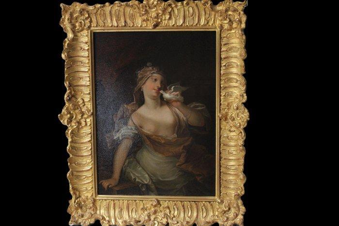 Franse school (XIX) - Prêtresse de Venus tenant une colombe, Antiek en Kunst, Kunst | Schilderijen | Klassiek