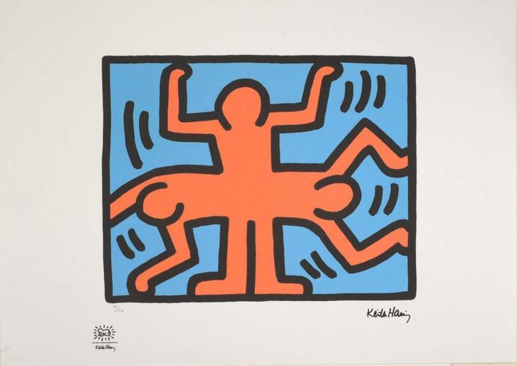 Keith Haring – Offset Lithografie, 50×70 cm, Gecertificeerd, Antiek en Kunst, Kunst | Litho's en Zeefdrukken
