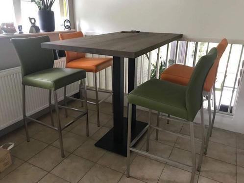 Set van 4 leren barstoelen - diverse kleuren leer - Echt, Huis en Inrichting, Stoelen, Overige kleuren, Nieuw, Leer, Ophalen of Verzenden
