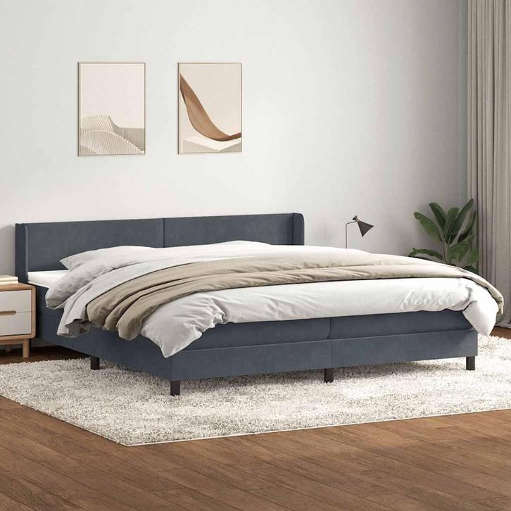 vidaXL Boxspring met matras fluweel donkergrijs 180x210 cm, Maison & Meubles, Chambre à coucher | Lits, Envoi