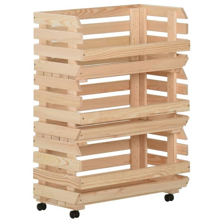 vidaXL Groentetrolley 57x30x80 cm massief grenenhout, Huis en Inrichting, Keuken | Keukenbenodigdheden, Nieuw, Verzenden