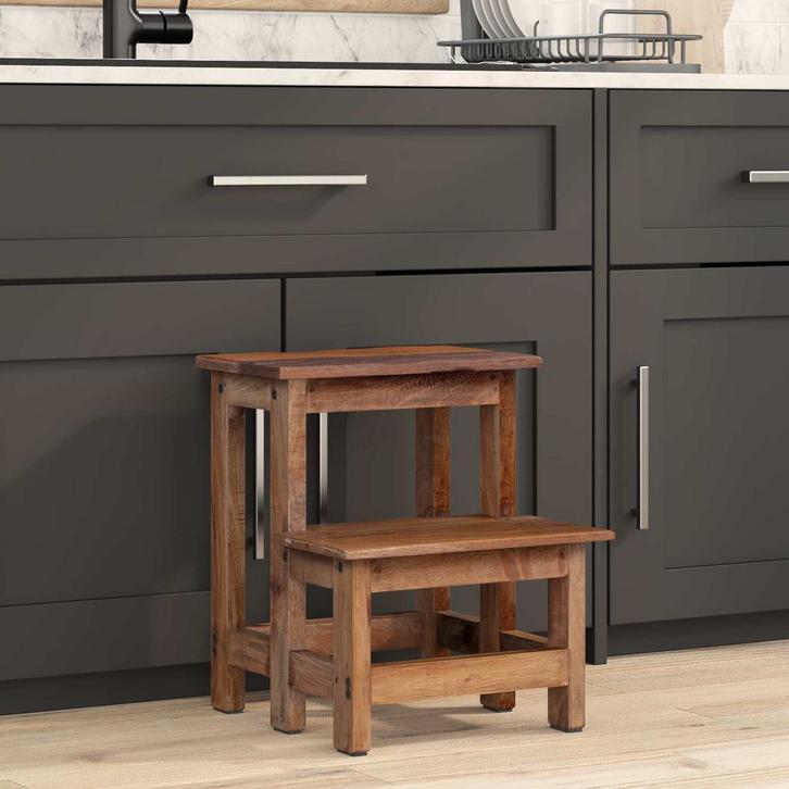 vidaXL Kruk Naturel 37 x 37 x 46 cm Mahonie Hout, Maison & Meubles, Chaises, Envoi