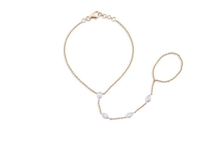 Schakelarmband - 18 karaat Geel goud, Rhodium geplateerd -, Bijoux, Sacs & Beauté, Bijoux anciens