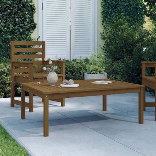 vidaXL Table de jardin marron miel 121x82,5x45 cm bois, Jardin & Terrasse, Ensembles de jardin, Neuf, Envoi