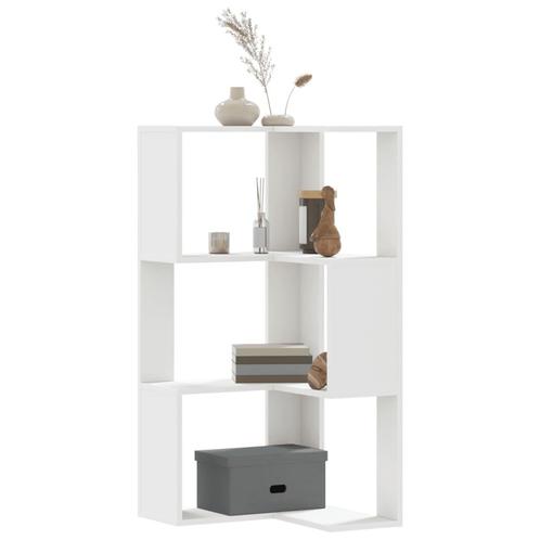 vidaXL Boekenkast 3-laags hoek 50x50x102 cm bewerkt hout wit, Huis en Inrichting, Kasten | Boekenkasten, Nieuw, Verzenden