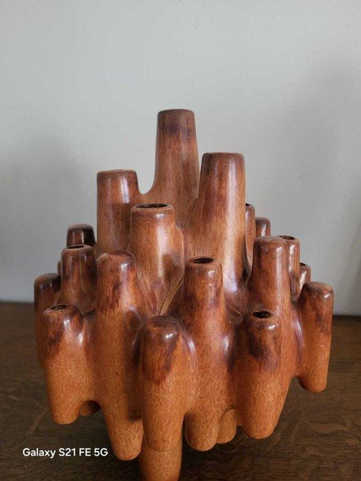 Vaas - Keramiek - Vase sculptural en piqué fleurs, Antiek en Kunst, Curiosa en Brocante