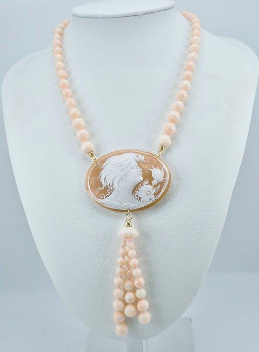 Koraal - Zilver, Verguld - Halsketting - Roze koraal en, Antiek en Kunst, Curiosa en Brocante