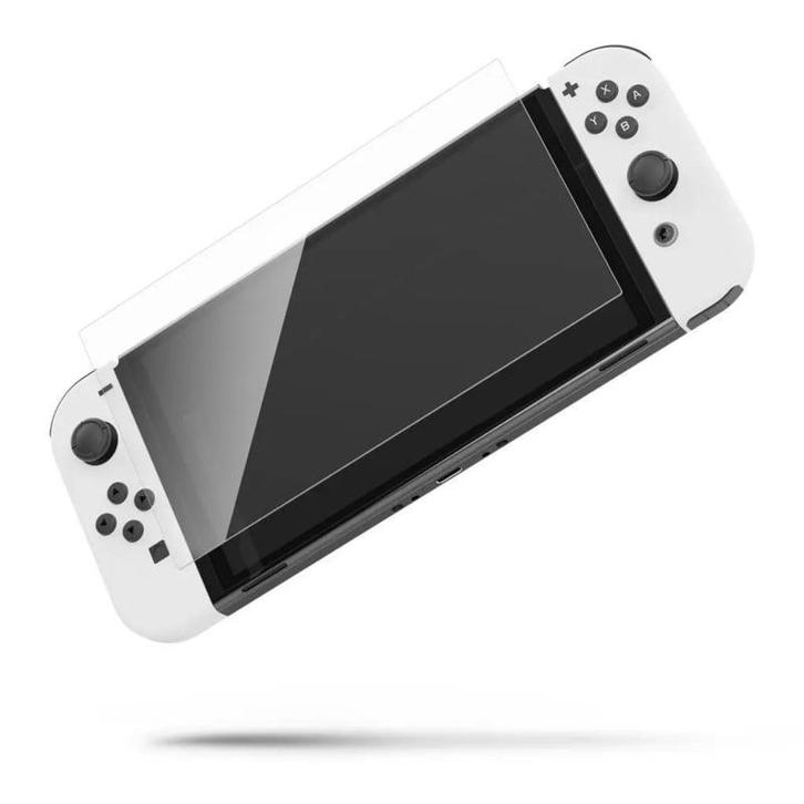 Nintendo Switch OLED Screenprotector / Tempered Glass (Ni..., Games en Spelcomputers, Spelcomputers | Nintendo Switch, Zo goed als nieuw