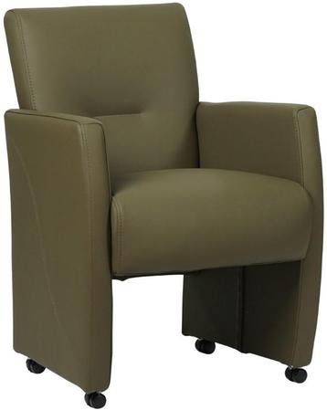 Olijfgroene leren moderne eetkamerfauteuil - Toledo Leer, Ophalen of Verzenden