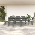 vidaXL 9-delige Tuinset textileen en staal zwart, Verzenden, Nieuw, Tuinset