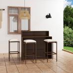 vidaXL 4-delige Tuinbarset met kussens bruin, Tuin en Terras, Verzenden, Nieuw