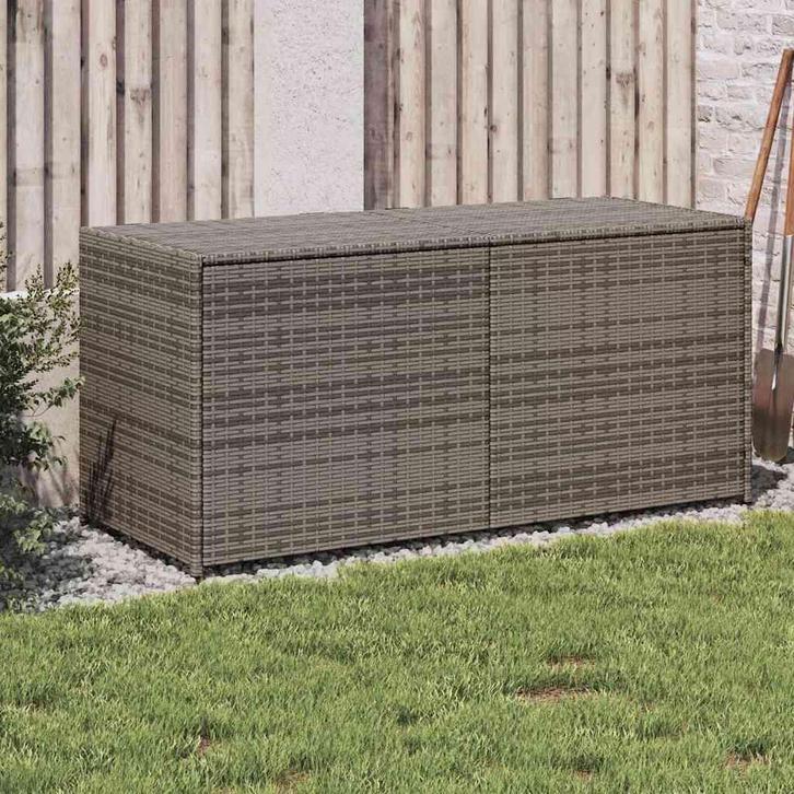 vidaXL Tuinbox 283 L poly rattan grijs, Tuin en Terras, Bergingen en Tuinkasten, Nieuw, Verzenden