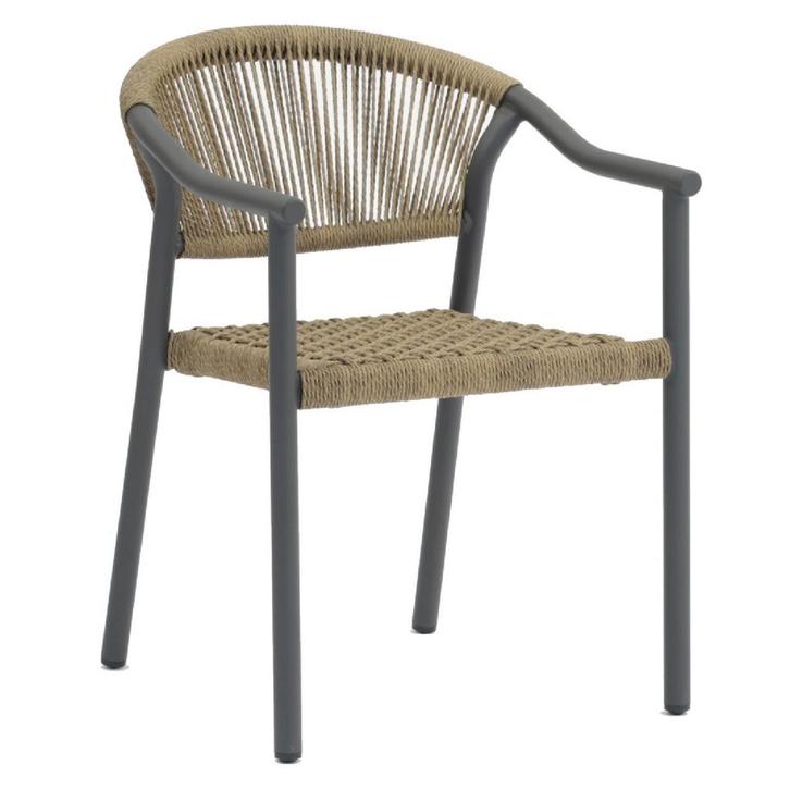 Stoel | PVC Rotan/Aluminium | Naturel | Grijs Frame |, Zakelijke goederen, Horeca | Keukenapparatuur, Nieuw in verpakking, Verzenden