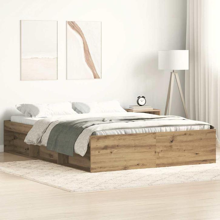vidaXL Bedframe zonder matras bewerkt hout artisanaal, Maison & Meubles, Chambre à coucher | Lits, Envoi