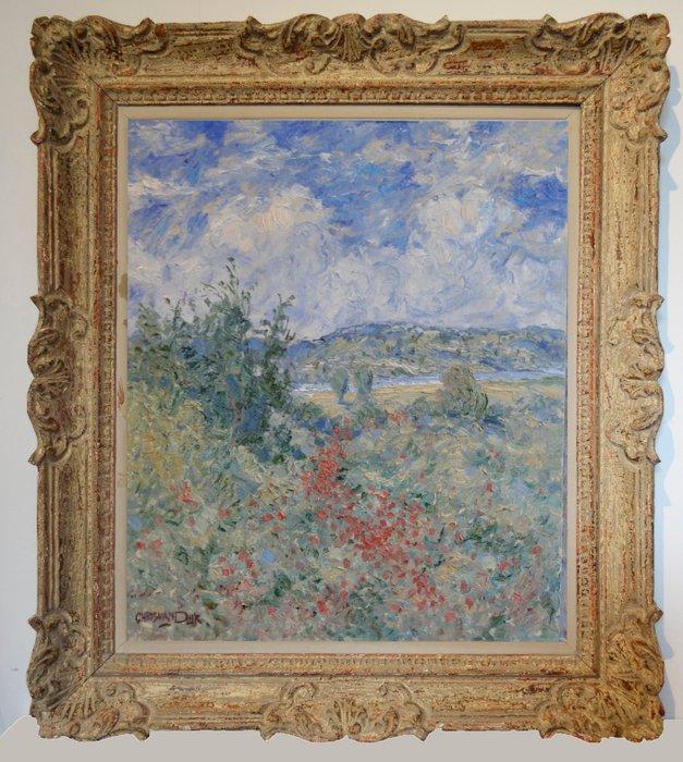 Chris van Dijk (1952) Impressionist -  Paysage de la Loire, Antiek en Kunst, Kunst | Schilderijen | Klassiek