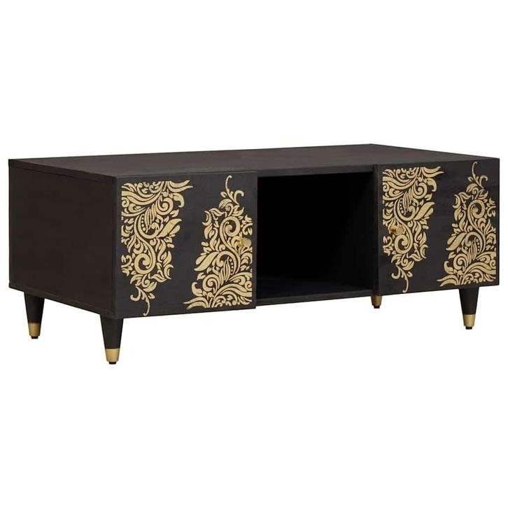 vidaXL Salontafel Zwart 100 x 54 x 40 cm Massief Mango Hout, Huis en Inrichting, Tafels | Salontafels, Nieuw, Verzenden