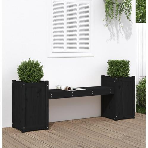 vidaXL Banc avec jardinières noir 180x36x63 cm bois, Tuin en Terras, Tuinsets en Loungesets, Verzenden