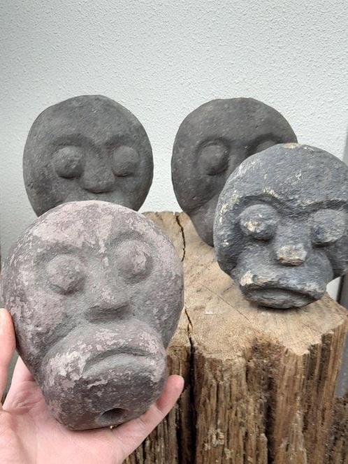 Statue, 4 Abstracte stenen beelden - Cabezas de Piedra - 14, Antiek en Kunst, Kunst | Designobjecten
